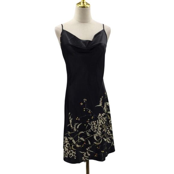 KIMONO SZ M black floral robe and slip pajama lounge 2 piece set NEW B115 - Picture 3 of 11